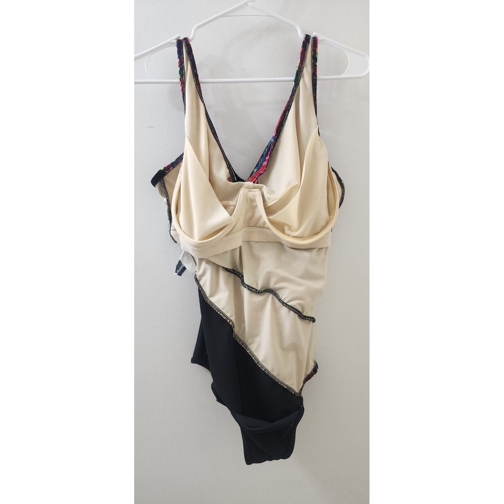 Miraclesuit Womens Multicolor Chevron Wrap One Piece Swimsuit Underwire 10DD - Picture 5 of 6